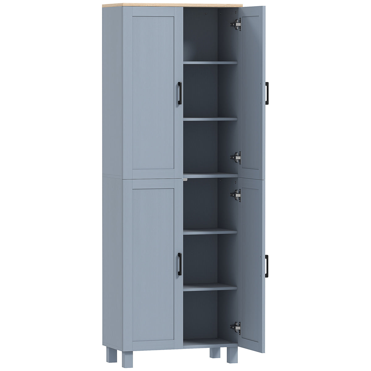 Freestanding Kitchen Cupboard, 4-Door Storage Cabinet with Adjustable Shelves, Modern Kitchen Pantry, 170cm, Grey