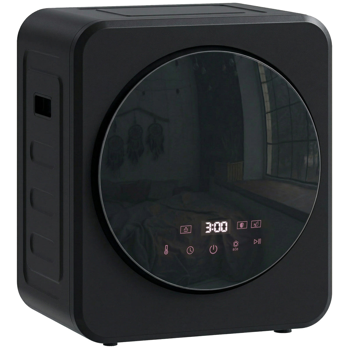 Vented Tumble Dryer, 4 kg Front Tumble Dryer with Stainless Steel Tub, 800W Compact Freestanding Black
