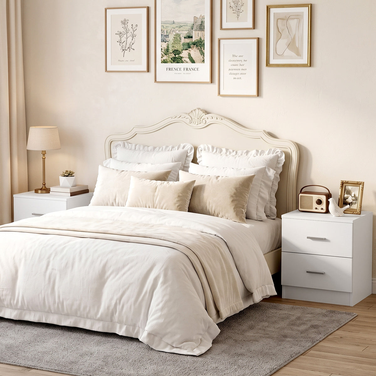 Modern Bedside Table, Beside Cabinet with 2 Drawers, for Bedroom, Living Room