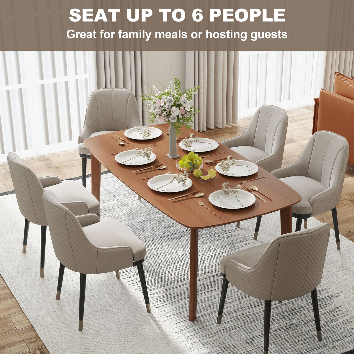 Pine Wood Rectangular Dining Table - Light Brown