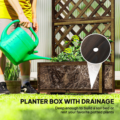 Garden Planter with Trellis, 45L Raised Bed for Climbing Plants, Vines, Flowers, Outdoor Planter Box for Patio, 72.5 x 31.5 x 149.5 cm, Carbonised Finish