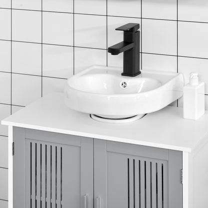Modern Under Sink Cabinet with 2 Doors, Bathroom Vanity Unit, Pedestal Under Sink Design, Storage Cupboard with Adjustable Shelves