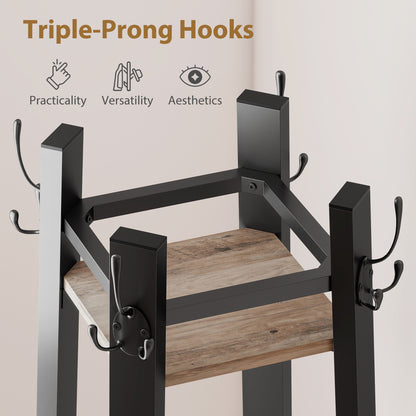Industrial-Style Four Shelf Coat Stand