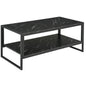 Coffee Table, Two-Tier Faux Marble Effect Centre Table with Metal Frame and Storage Shelf for Living Room, 106 x 50 x 45cm, Black