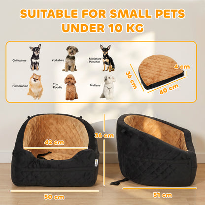 Dog Car Seat, Detachable Washable Dog Booster Seat with Thick Cushion, Seat Belt, Pockets for Small Under 10kg