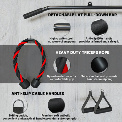 Weight Pulley System, Cable Pulley System for Home Gym, Cable Machine LAT Pull Down Attachment for Biceps Curl, Tricep, Arm Workouts