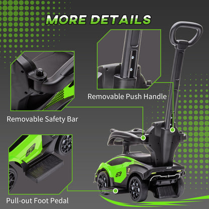 Kids 3-In-1 Lamborghini Ride-On and Stroller, with Horn