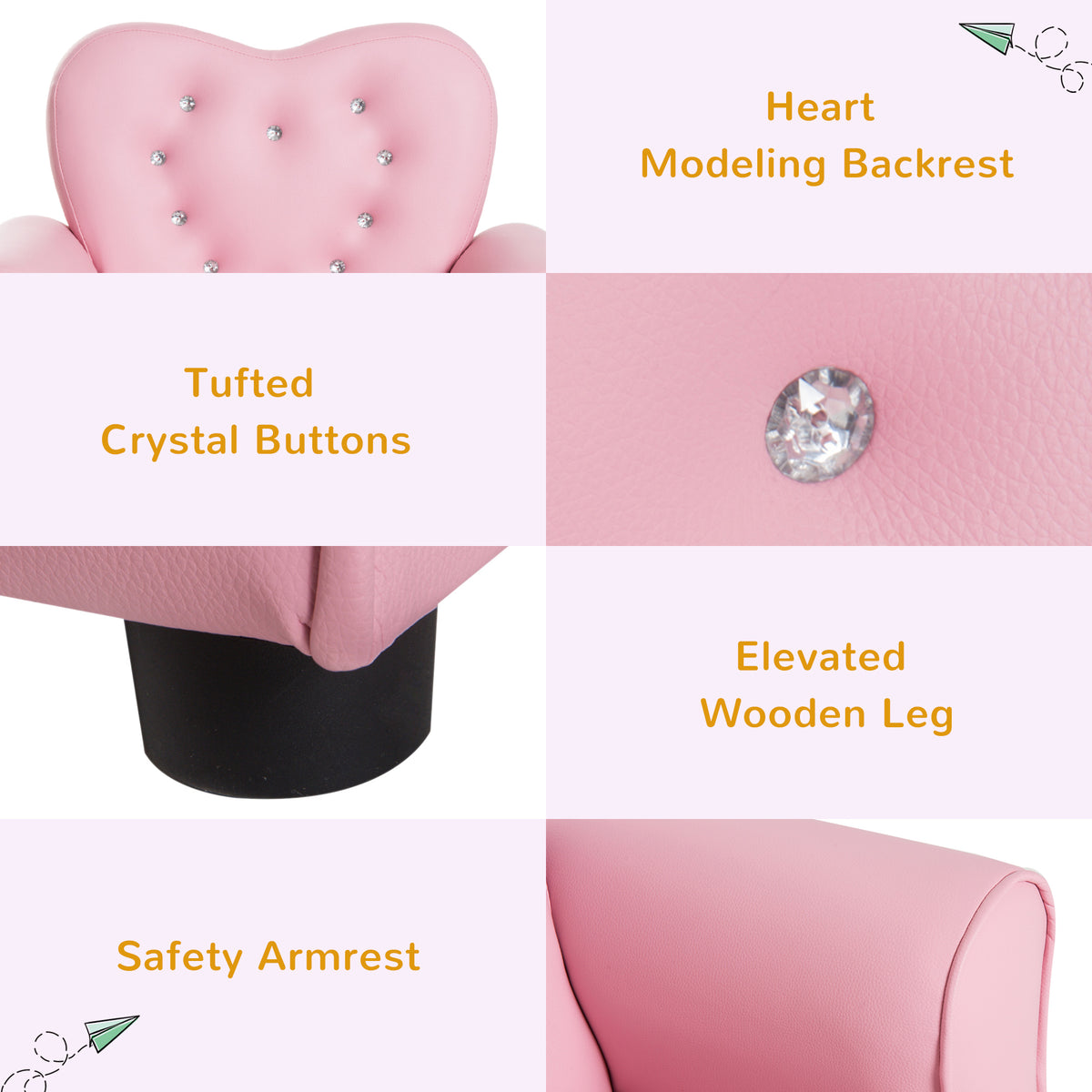 Kids Armchair Toddler Chair Seating Relax Playroom Seater Girl Princess Pink