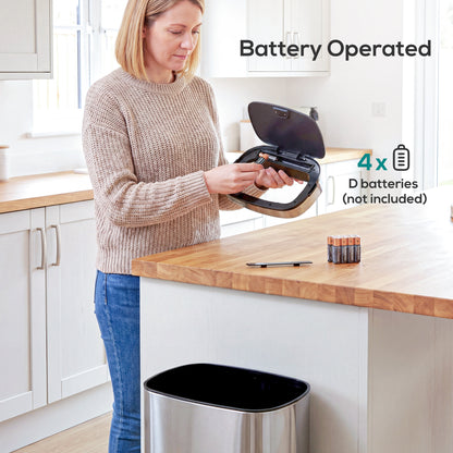 48L Motion Sensor Bin, Automatic Touchless Rubbish Bin with Fingerprint Resistant Stainless Steel for Kitchen, Hygienic Gyms, Home Office Use, Silver Tone