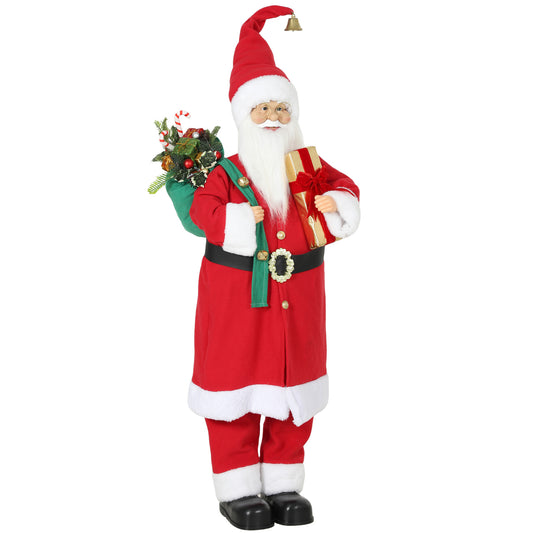 4ft Singing Dancing Santa Claus, Standing Christmas Animated Santa Figure with Gift and Sack, Sound/Touch Activated