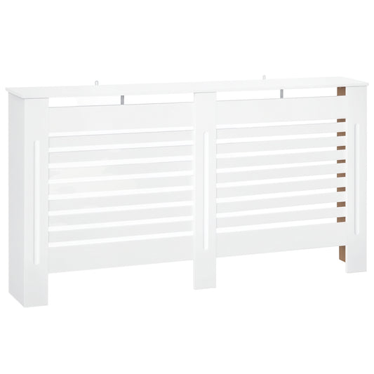 Radiator Cover, Modern MDF White Painted Cabinet with Horizontal Slats for Living Room, Bedroom, 172 x 19 x 81 cm