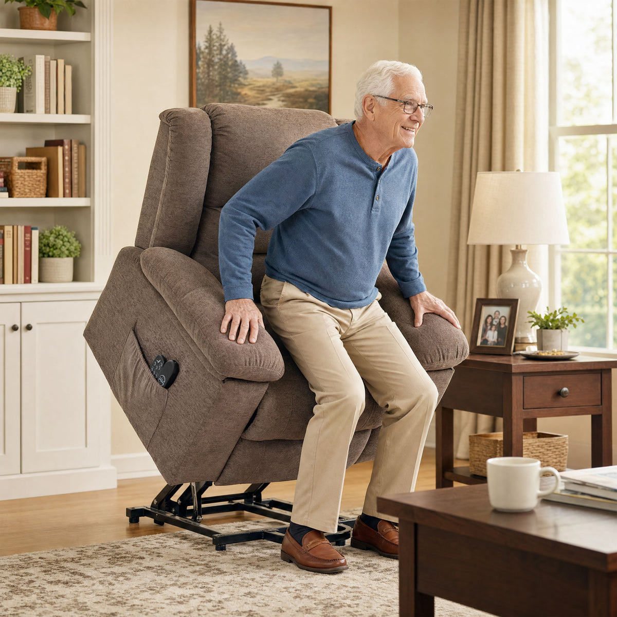 Oversized Riser Recliner Chair with Massage and Heat, Power Lift Recliner for Elderly with Wide Seat and Back