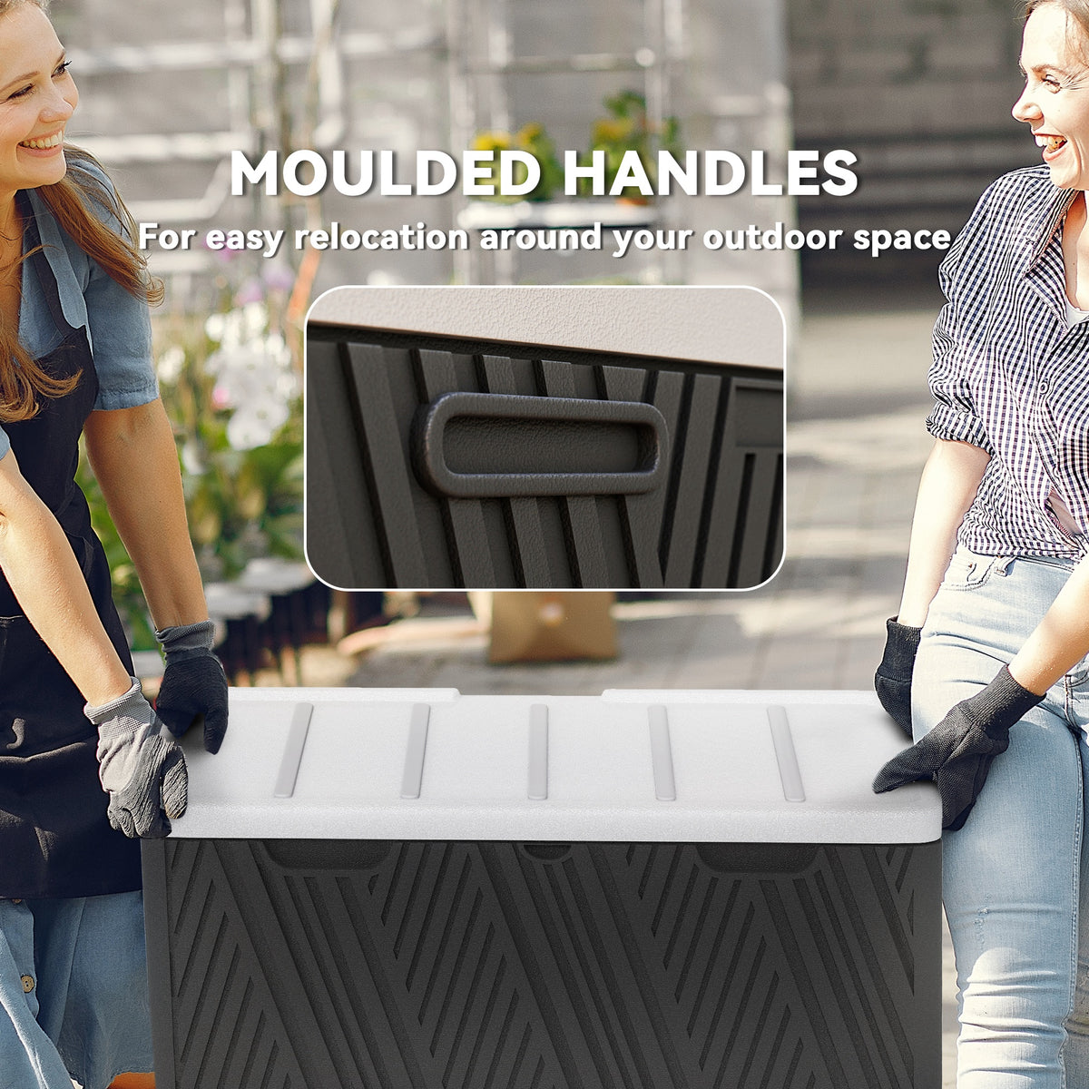 380L Waterproof Outdoor Storage Box, with Lockable Lid - Black