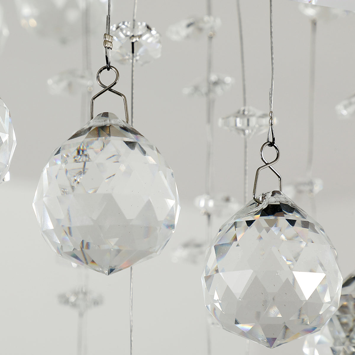 Metal Crystal Ceiling Light Chandelier Pendant Lamp Living Room Stairway Spiral Rain Drop Pendant Lamp Silver