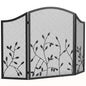 3-Panel Folding Fireplace Screen for Hearth Protection, Heat-Resistant Metal Fire Spark Guard, Black