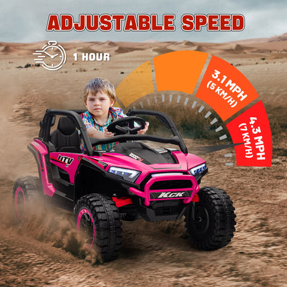 2 Seater 24V 7AH Ride on Truck, Battery Powered Electric Ride On Car w/ Remote, Suspension, 3 Speeds