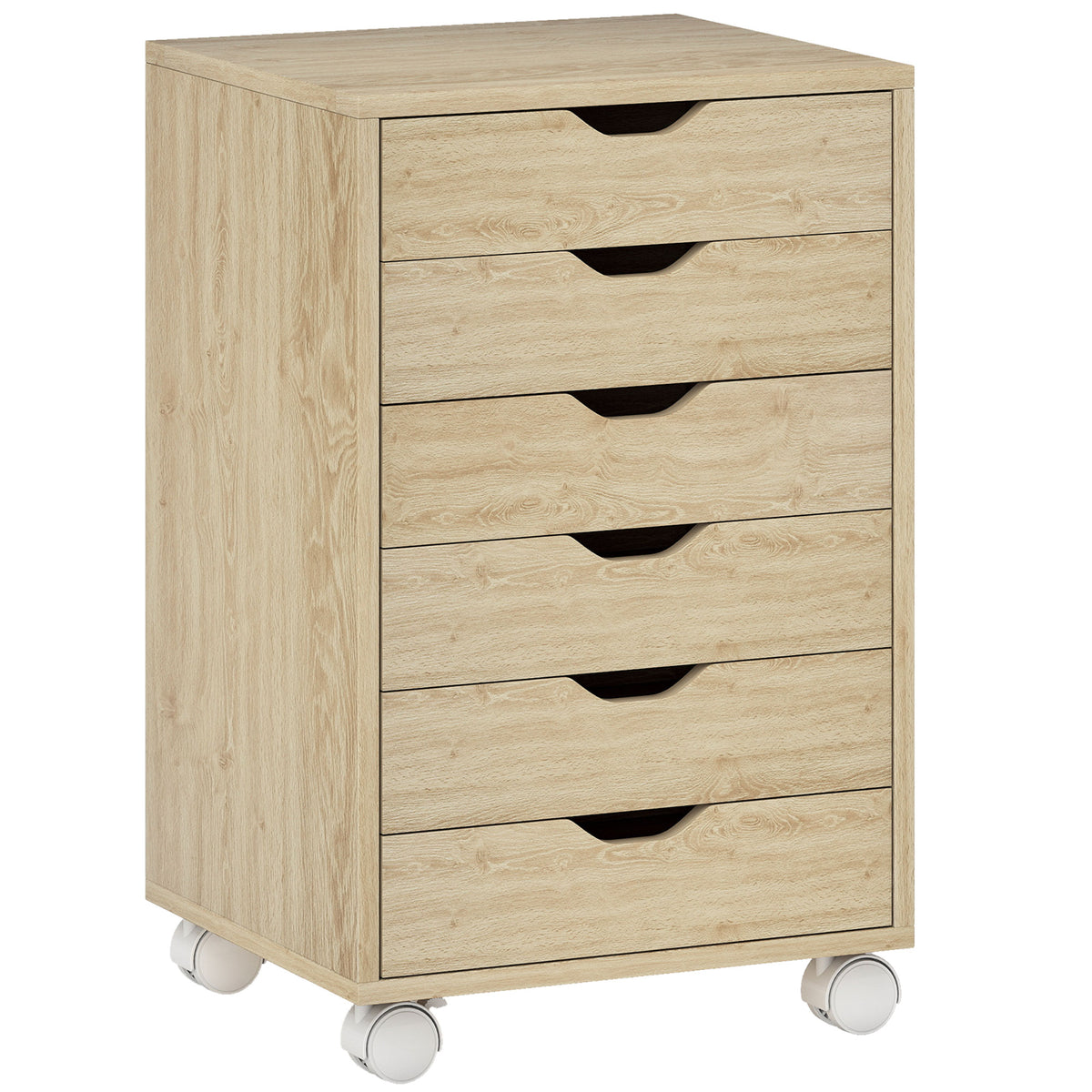 6 Drawer Vertical File Cabinet, Mobile Filing Cabinet with Quiet Drawers and Wheels with 2 Brakes