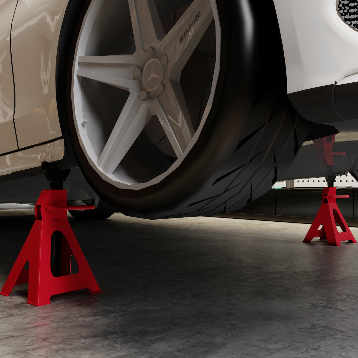 Axle Stands 2 Ton Car Jack Stands Pack of 2, 28-42.5 cm Height Adjustable Support Jack Stand, Heavy Duty Car Lift Tool for Vehicles, Caravans, Workshops, Garages, Red