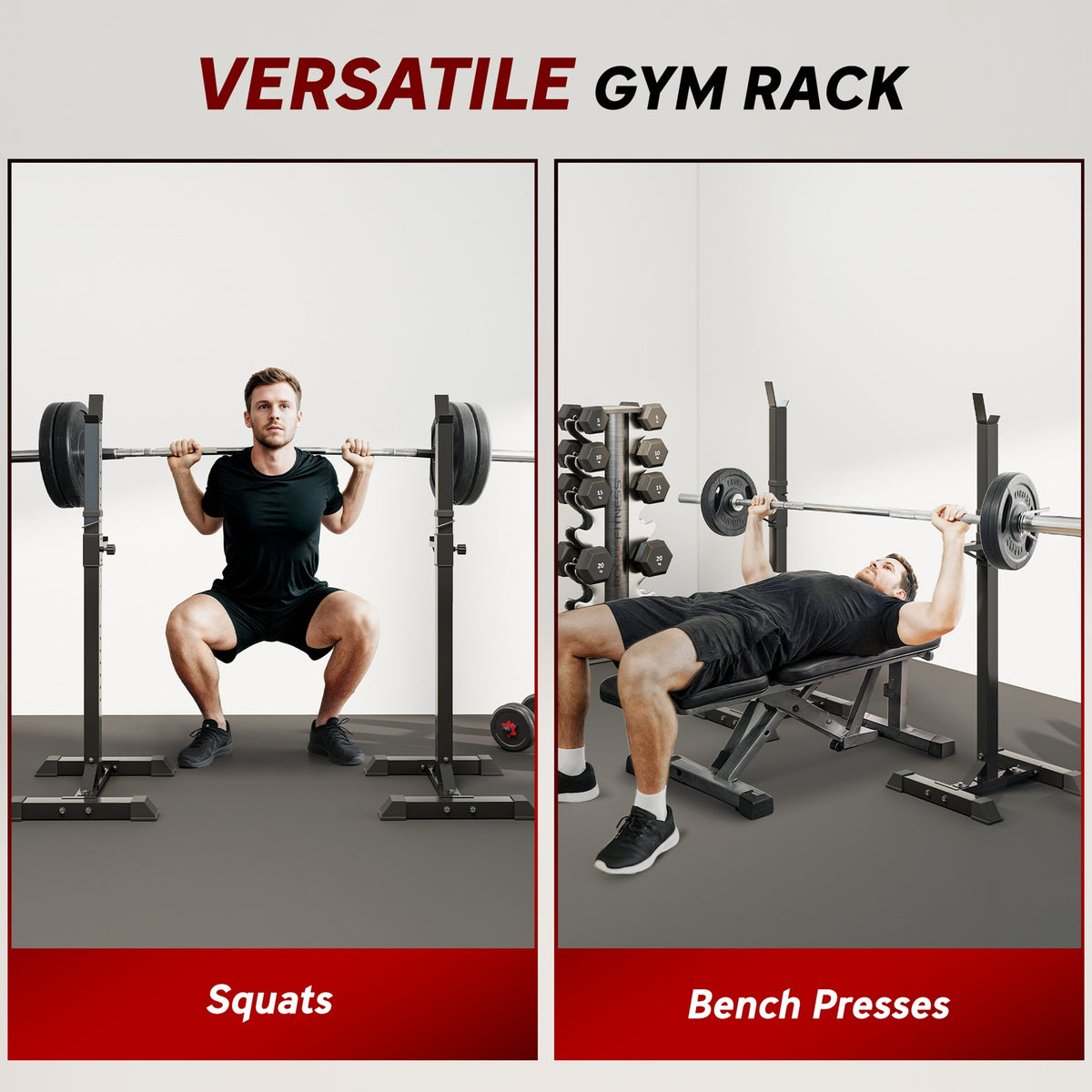 Adjustable Squat Rack, Weight Strength Training Bench Press Rack Weight Bench Supporter for Home Gym Exercise, Max Load 150kg, 124-154cm