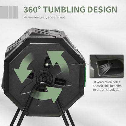 160L 360° Rotating Dual Chamber Composter
