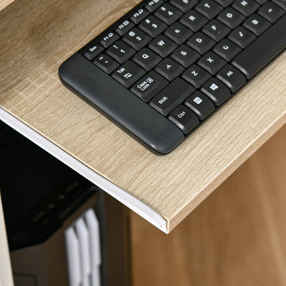 80cm Compact Computer Desk with Keyboard Tray, Home Office Desk with Drawer for Bedroom Study