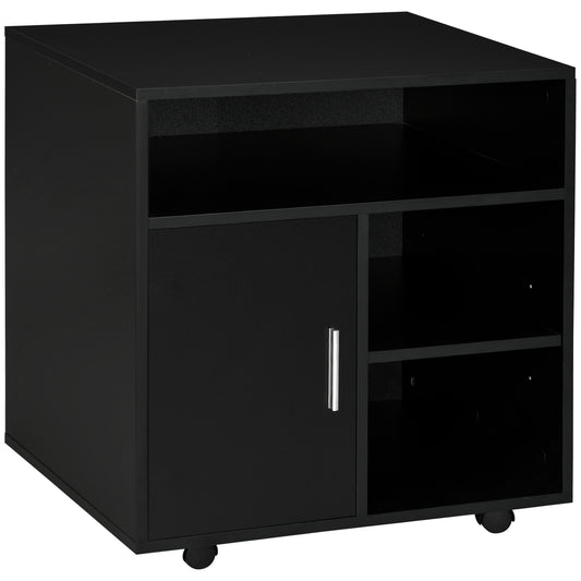 Multi-Storage Printer Stand Unit Office Desk Side Mobile Storage w/ Wheels Modern Style 60L x 50W x 65.5H cm