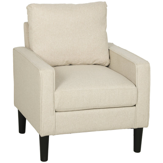 Accent Chair, Removable Pillow Linen Armchair with Comfy Spring Cushion for Living Room, Bedroom, Study