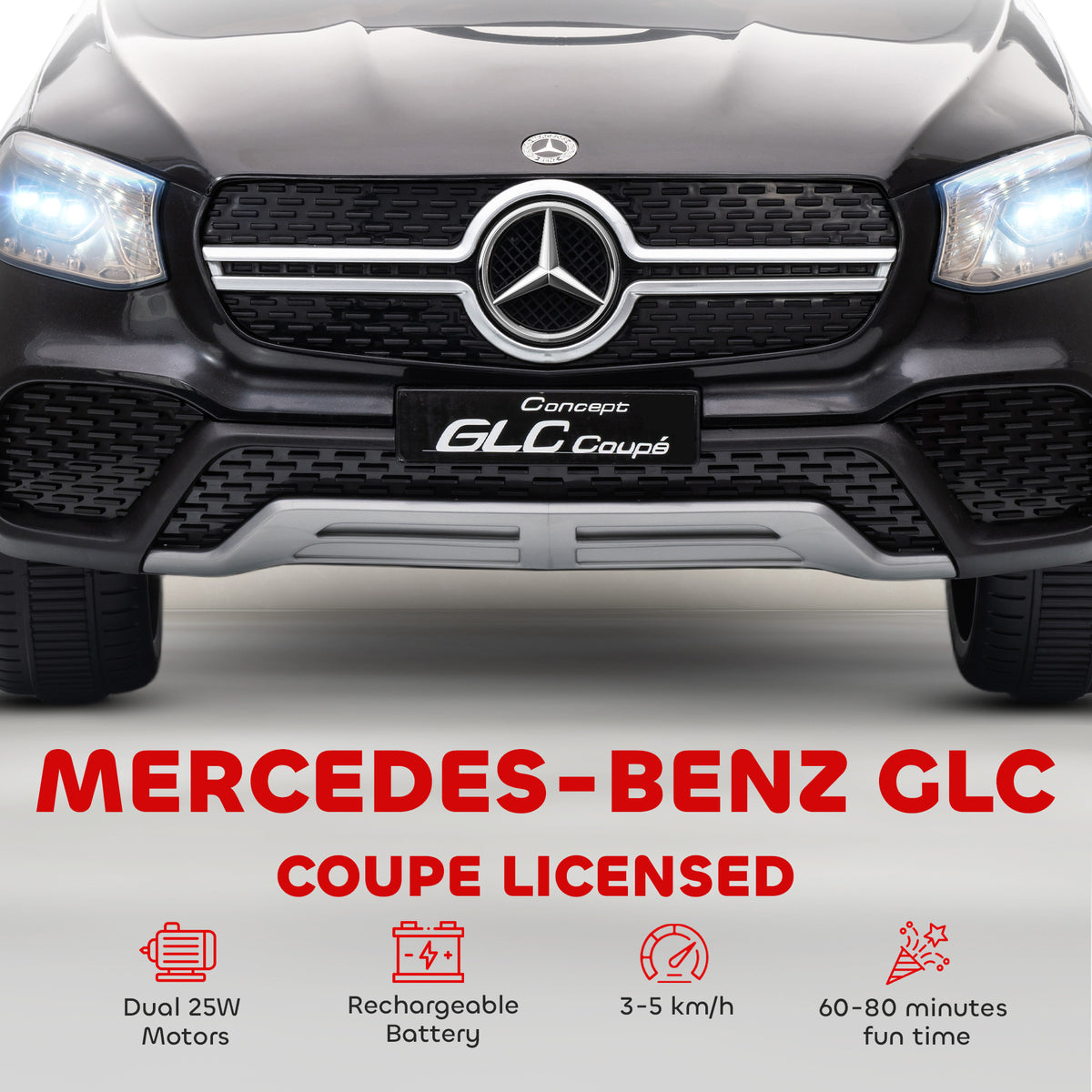Mercedes-Benz GLC Licensed Kids Ride on Car with Remote Control, Soft Start, MP3, LED Headlights