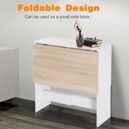 Folding Dining Table, Space-Saving Drop Leaf Kitchen Table for 4-6 People, Multi-functional Desk for Small Space, Flat & Studio, Modern Breakfast Table