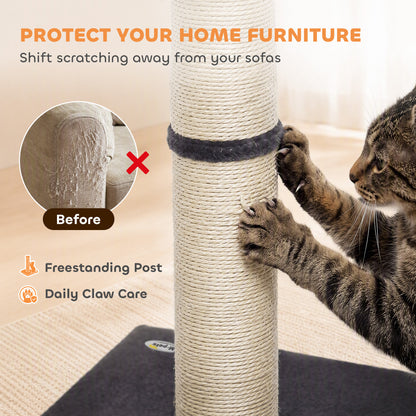 Cat Scratching Post, 80cm Tall Cat Scratch Post with Sisal Rope, Plush Base, Lightweight Claw Scratcher