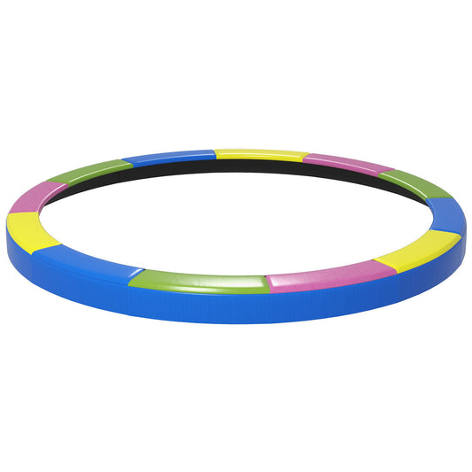 12FT Trampoline Spring Cover, Plastic Trampoline Pad Replacement with Elastic Cord, Waterproof, UV Resistant and Tear-Resistant, No Holes for Pole, Multi-Colored