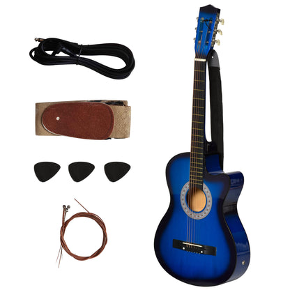 38 Inch Full Size Acoustic Electric Guitar, Classical Beginner Junior Adult Guitar Gloss Finish with Carrying Case, Strap, Picks, Spare Strings