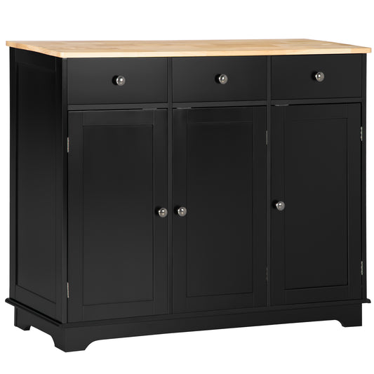Sideboard with Rubberwood Top and Adjustable Shelves for Dining Room, Kitchen