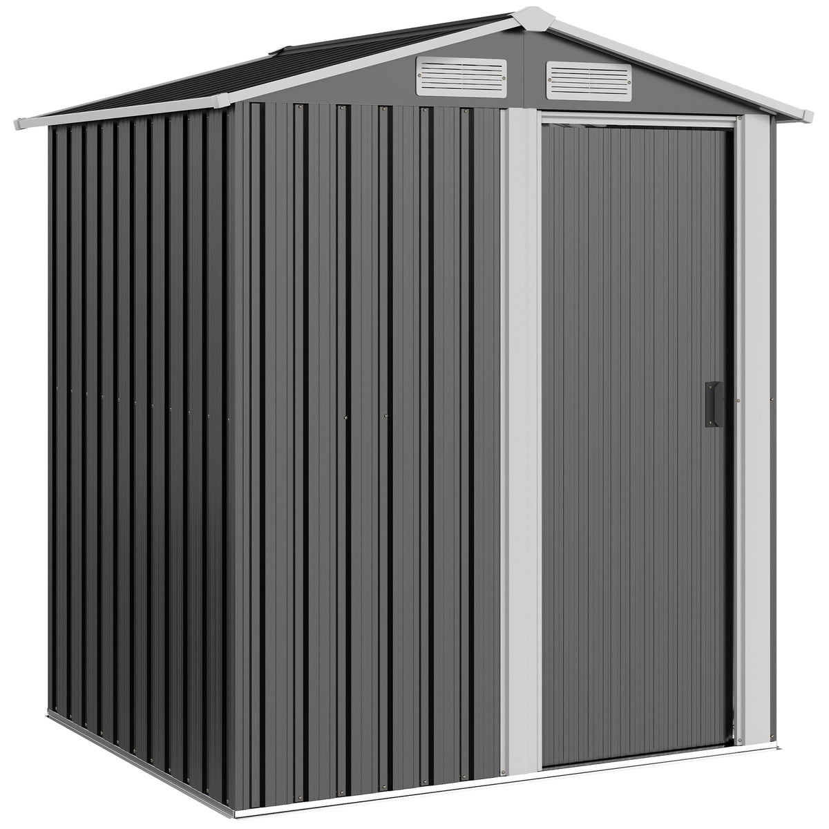 Garden Metal Tool Storage Shed with Sliding Door, Sloped Roof and Foundation Kit, 152 x 132 x 188cm
