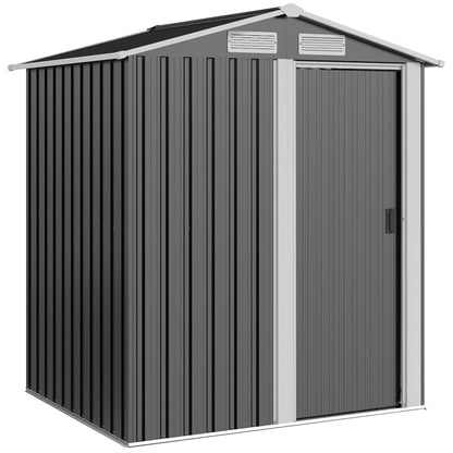 Garden Metal Tool Storage Shed with Sliding Door, Sloped Roof and Foundation Kit, 152 x 132 x 188cm