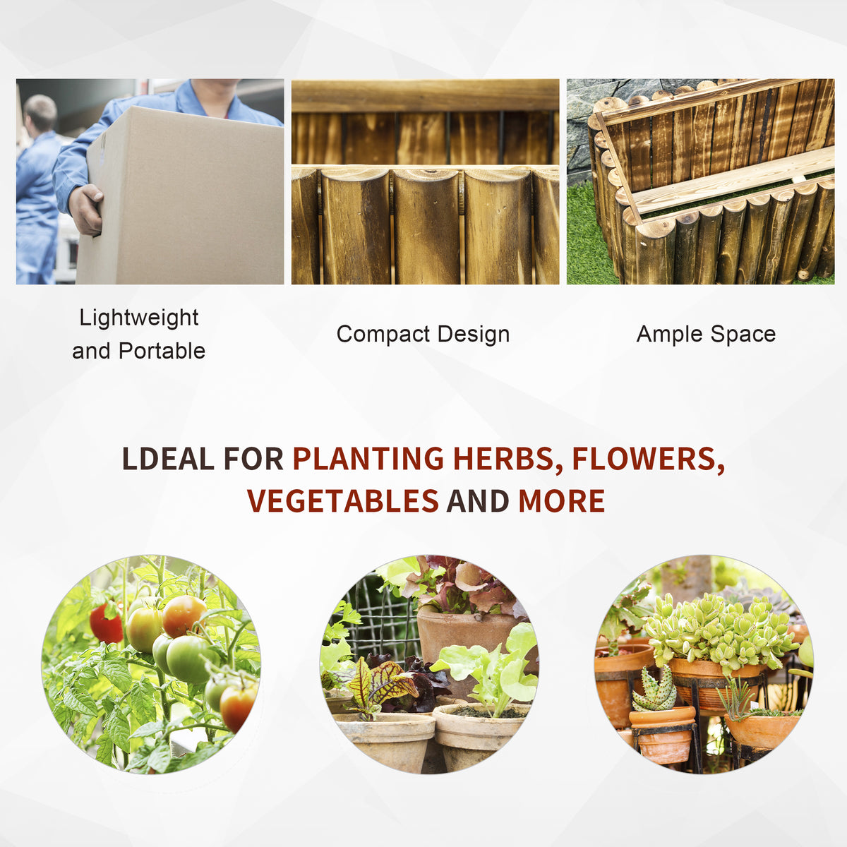 Wooden Raised Garden Bed, 100 x 38.5 x 40cm Elevated Planter Box, Outdoor Flower Bed with Drainage Gaps, Easy Assembly, Natural