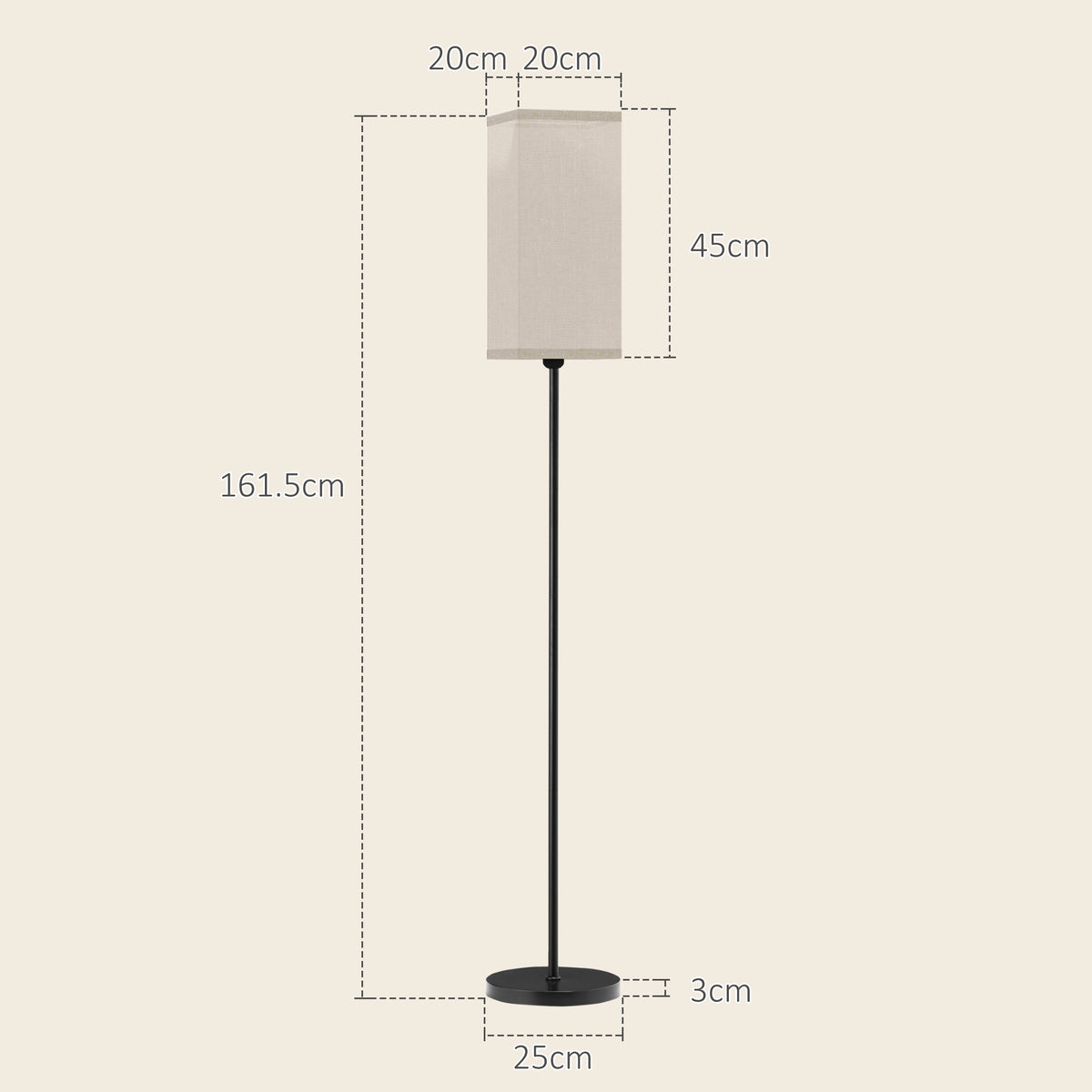 Floor Lamp, Modern Standing Lamp with Linen Shade and Foot Switch, Tall Lamps for Bedroom, Bulb not Included