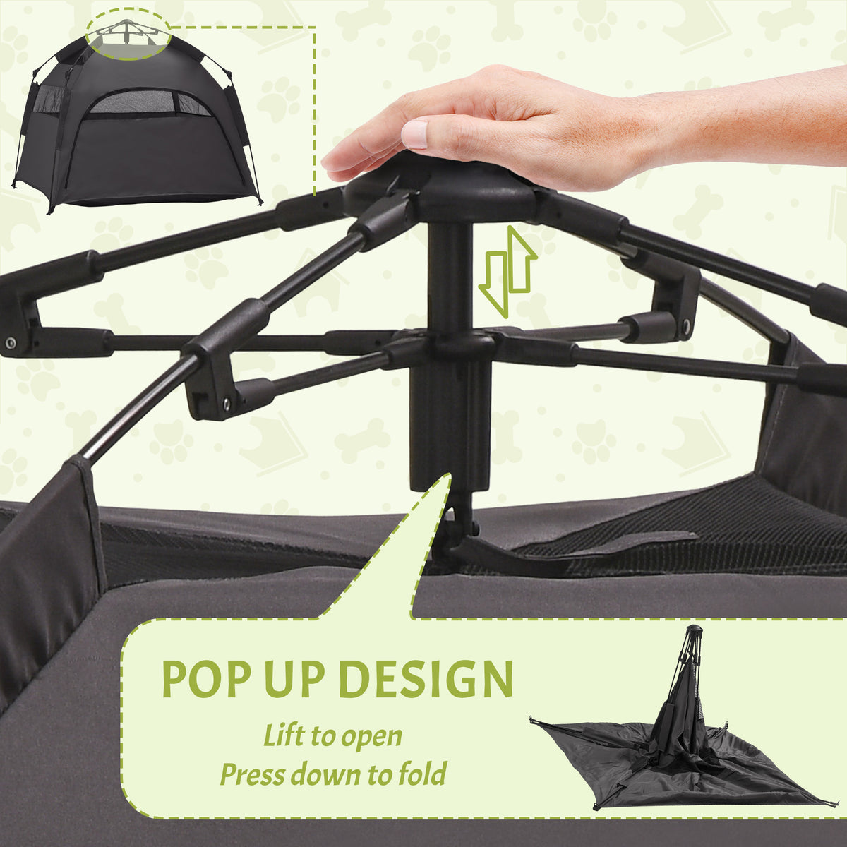 Foldable Dog Cat Tent with Water-Resistant Oxford, Carry Bag for Extra Large Dog