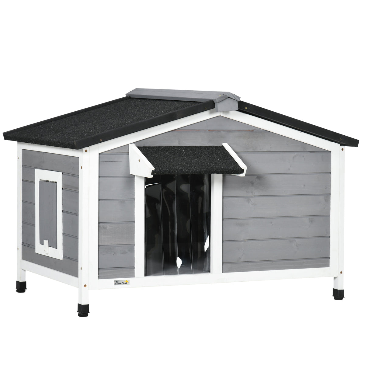 Wooden Dog Kennel for Outside, for Medium Dogs, 65H x 97L x 72Wcm, Grey