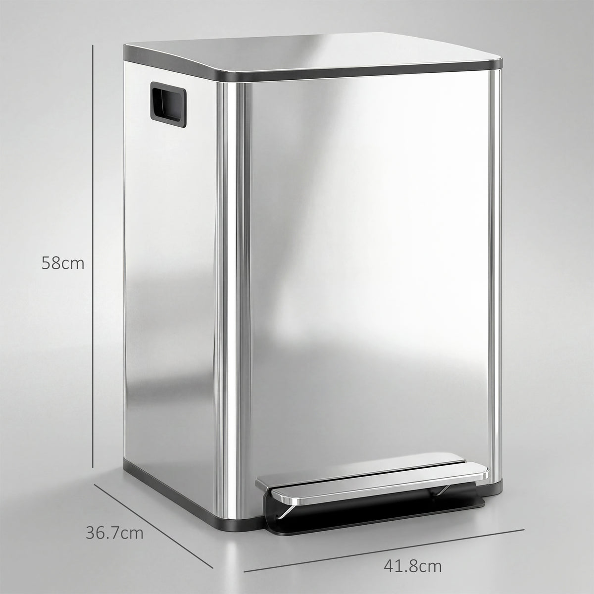 40L Dual Compartment Stainless Steel Bin, with Deodoriser Holders - Silver Tone