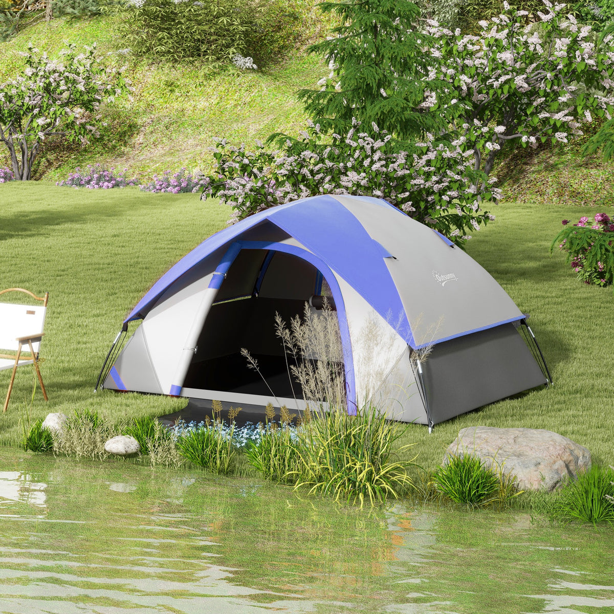 Two Man Single Room Dome Tent, with Accessories