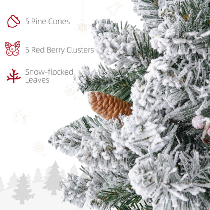 60" Snowy Pine Cone and Berry Christmas Wreath, with LED Lights