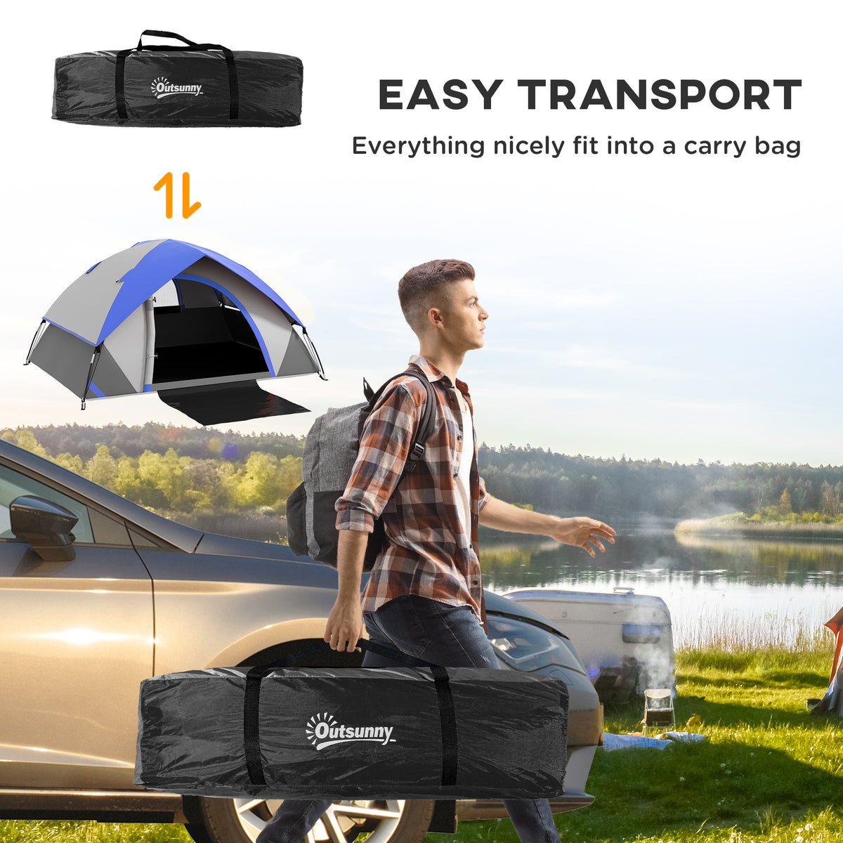 Two Man Single Room Dome Tent, with Accessories
