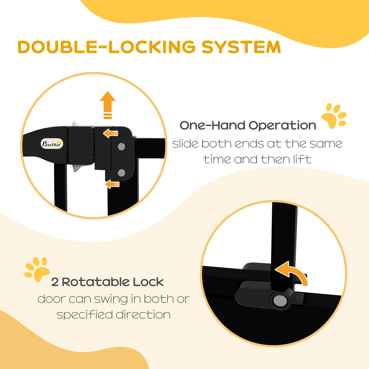 Pressure Fit Dog Stair Gate No Drilling Safety Gate Auto Close for Doorways, Hallways, 74-94cm Adjustable, 94cm Tall, Black