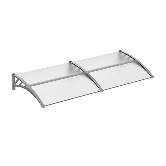 Front Door Canopy Outdoor Awning Aluminium Rigid Plastic Polycarbonate Rain Shelter UV Water Rain Resistant 196 x 75cm Clear