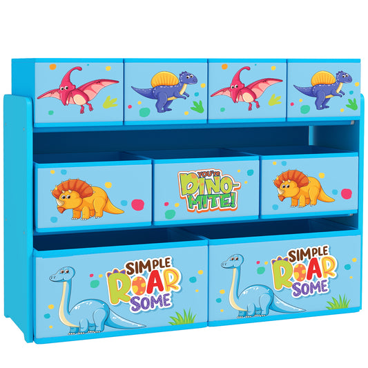 3-Tier Kids Storage Unit with 9 Non-Woven Fabric Boxes for Toys, Books, for Bedroom, Nursery