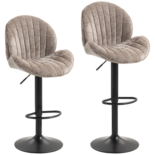 Bar Stools Set of 2, Swivel Barstools with Back, Adjustable Height and Footrest for Kitchen Island, Dining Room