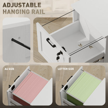 2-Drawer Filing Cabinet with Lock - White