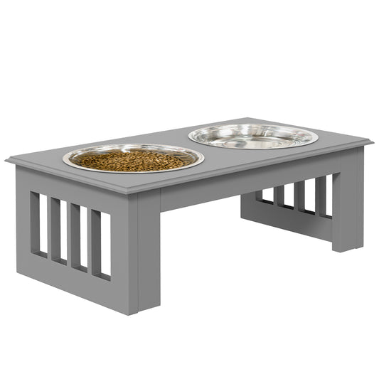 Raised Dog Feeding Bowls with Stand, Stainless Steel for Extra Small and Small Dog, 44L x 24W x 15H cm